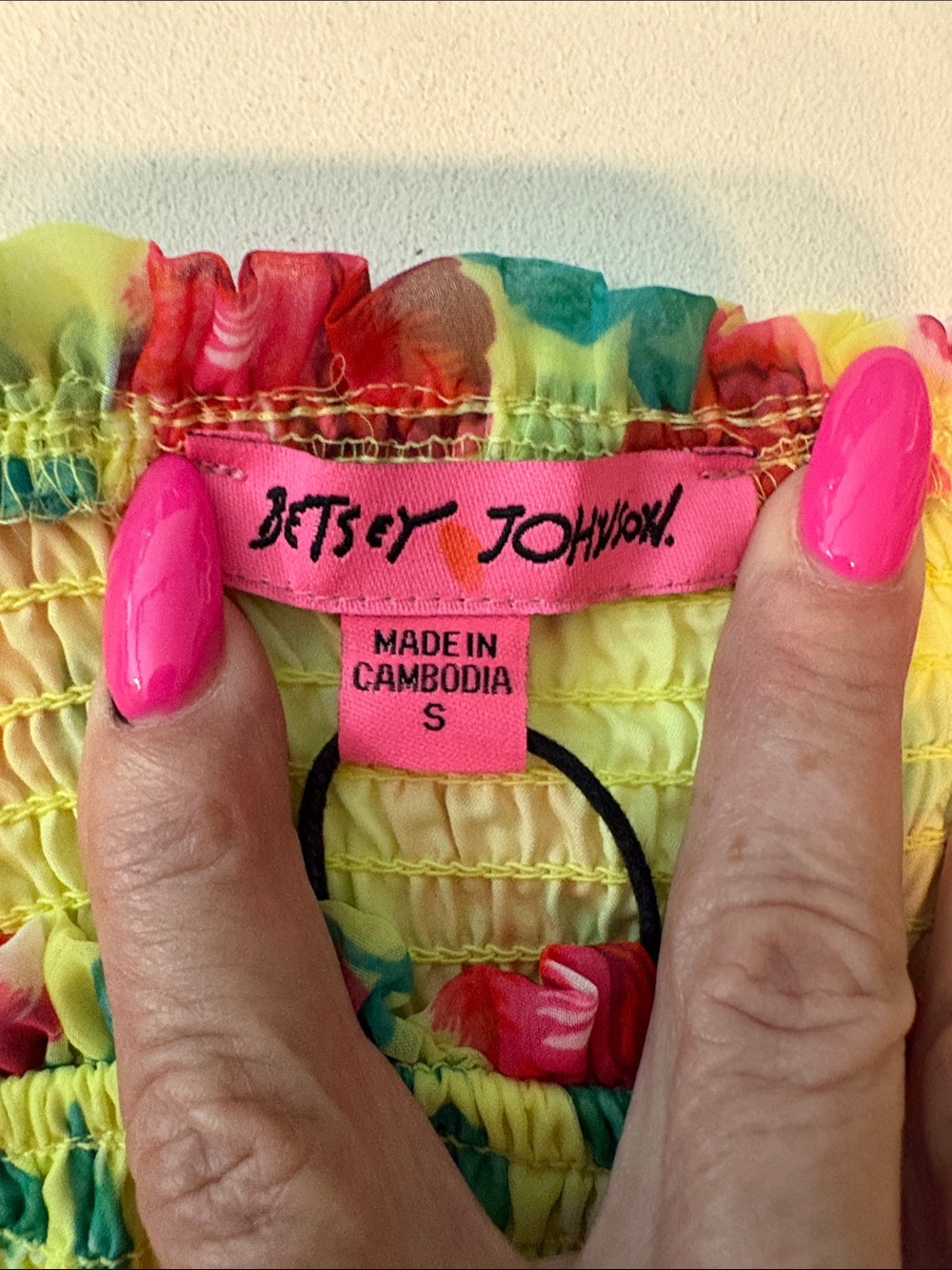 Betsey Johnson Yellow Mini Dress with Red Floral Print - Picture 10 of 15